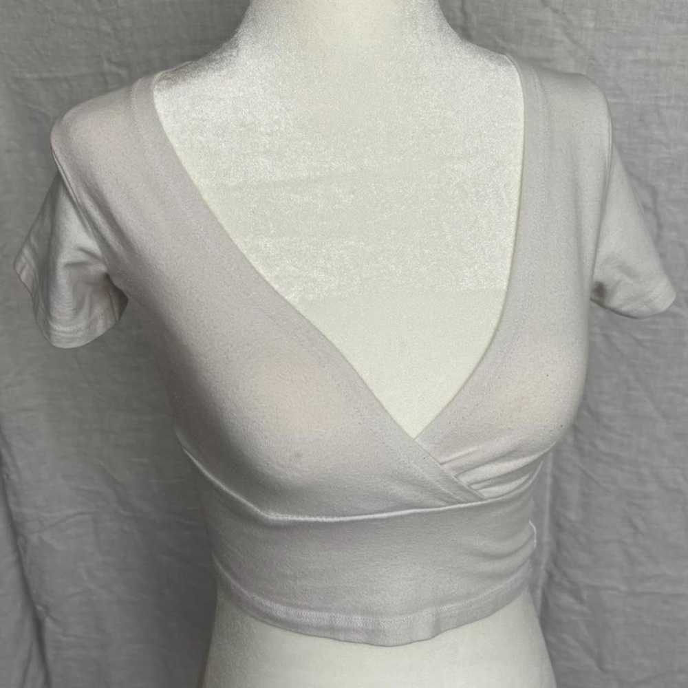 Brandy Melville White Wrap Crop Top